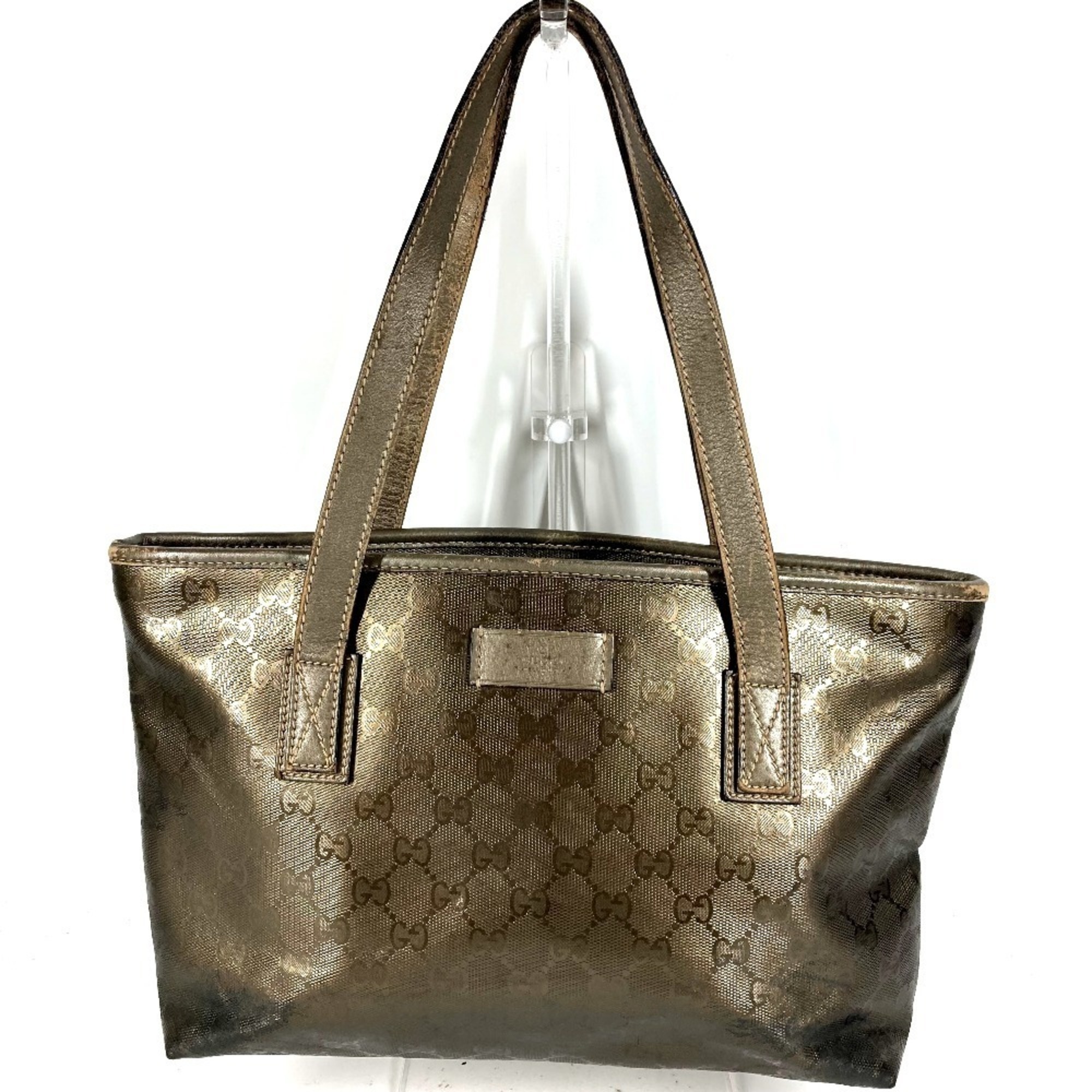 Gucci 211138 Gg Imprime Logo Shoulder Bag Tote Men's Women's Metallic Brown